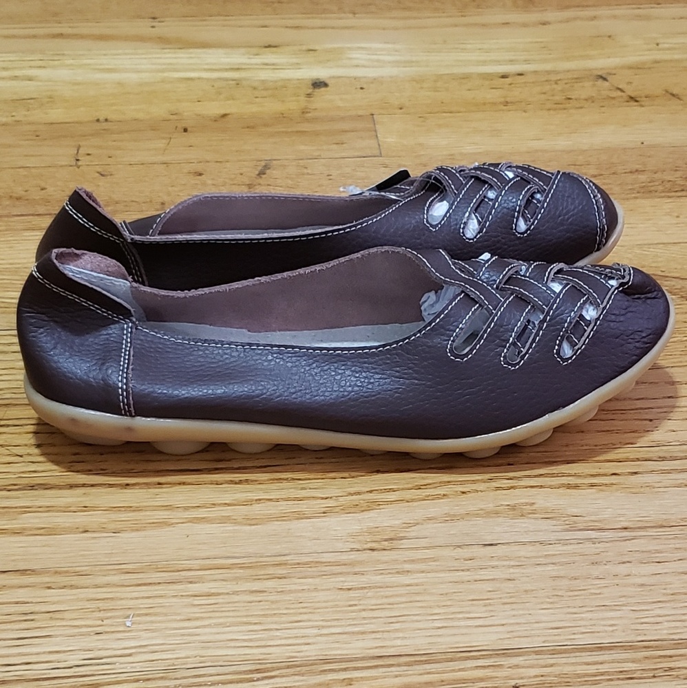 Leather Loafers Flat Slip-on Size 9.5